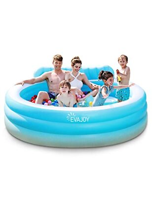 Evajoy Inflatable Pool Full Sized Inflatable Swimming Family Pool with Seats...