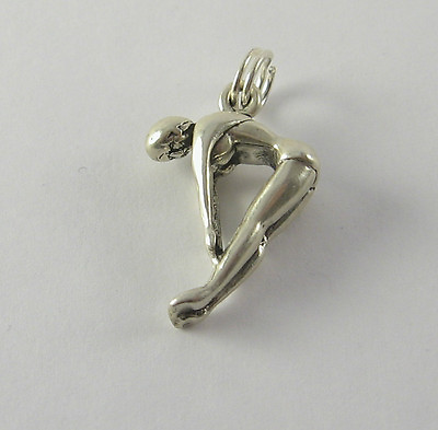 Female Diver Charm Pendant .925 Sterling Silver USA Made Swimming Jewelry Sport