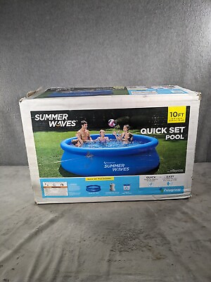 #ad Summer Waves 10#x27;x30quot; Quick Set Inflatable Above Ground Pool w Filter Pump