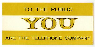 #ad #ad To The Public YOU Are The Telephone Company Vintage Card Stock Sign #1