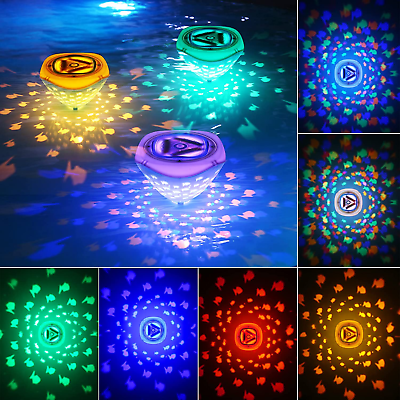 #ad Swimming Floating Pool Lights Fish Pattern Color Changing Underwater Pool Lamp