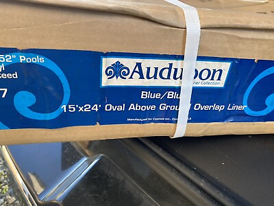 #ad Audubon 15’x24’ oval above ground overlap liner Fits 48”amp;52” Pools AGL1047 BLUE