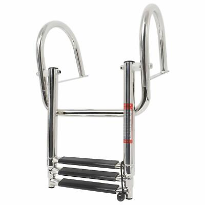 #ad 3 Step Boat Ladder Stainless Steel in Board Telescoping Folding Swimming Ladder