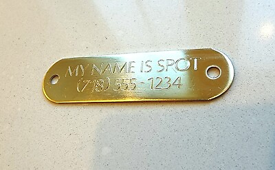 BRASS RIVET PET TAG ID FOR DOG COLLAR NAME ENGRAVED PLATE.