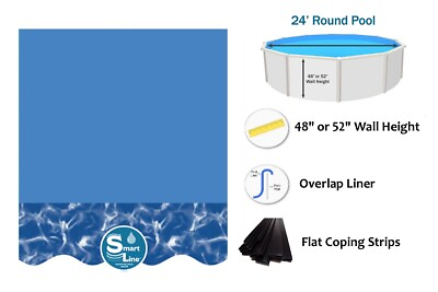 #ad SmartLine 24#x27; Round Overlap Swirl Bottom 25 Gauge Swimming Pool Liner w Coping