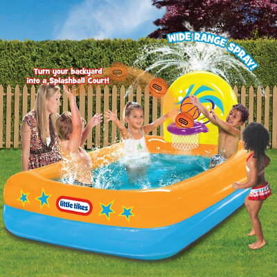 #ad Sprinkler Pool Inflatable Pool with Basketball Hoop and Ball for Kids Ages 3 6