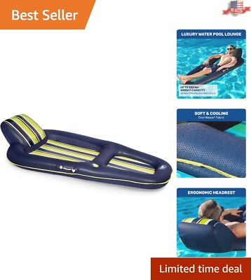 #ad Deluxe Aqua Pool Lounger with Cupholder and High Weight Capacity Unisex Adult