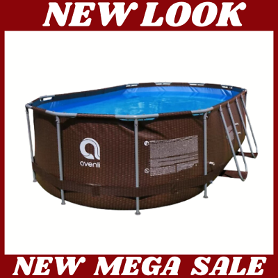 #ad 14 Ft. Brown Oval Steel Frame above Ground Swimming Pool with All Accessories
