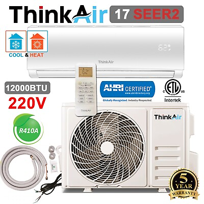 #ad 12000 BTU Mini Split Ductless AC Air Conditioner Inverter Heat Pump 1 Ton 220V