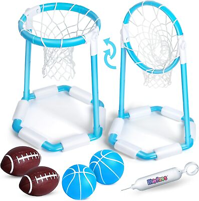 #ad #ad 2 In 1 Swimming Pool Floating Pool Basketball Hoop and Football Set Poolside S