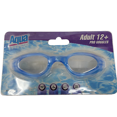 Aqua Leisure Blue Adult 12 Swimming Pro Goggles Anti Fog Adjustable Strap New