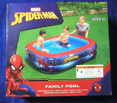 #ad Bestway Marvel Spider Man Inflatable Family Pool Above Ground Kids Swimming Pool