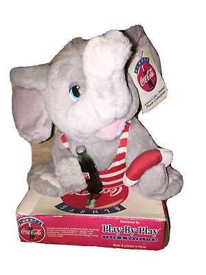 #ad Coca Cola Plush Play By Play Elephant Swimmer Bottle Life Saver On Arm 1993 NOS