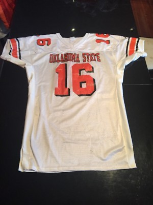 #ad Game Worn Used Oklahoma State Cowboys Football Jersey #16 Sports Belle XXL