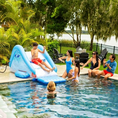 #ad 🛒NEW🛒 WOW HUGE POOL SIDE INFLATABLE SLIDE WITH BUILT IN SPRINKLER PARTY FUN