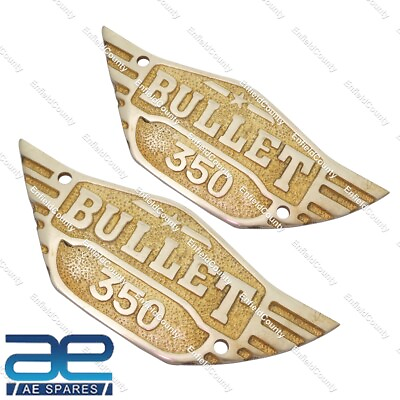 Fits Royal Enfield Bullet 350cc Brass Tool Box Badges Logo Set ECs
