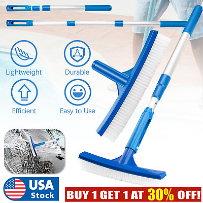 #ad 10 inch Swimming Pool Brush Head Spa Cleaner Cleaning Pond Brushamp;Telescopic Pole