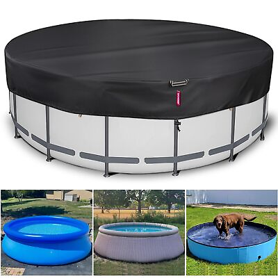 #ad QH.HOME 8Ft Round Above Ground Pool Covers 600D Heavy Duty Solar Pool Cover w...