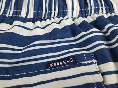 #ad Johnnie O Men#x27;s Lined Blue Striped Board Shorts Swim Trunks Size XL 8.5quot; Inseam