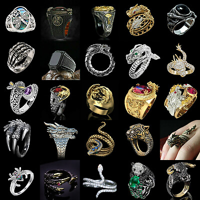 #ad Fashion Viking Dragon Rings Men Hip Hop Punk Jewelry Ring Gift Size 6 13