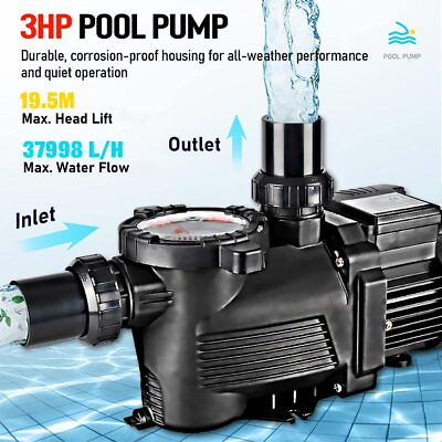 #ad 3HP Swimming Pool Pump Motor Water Filter For Hayward In Above Ground Strainer