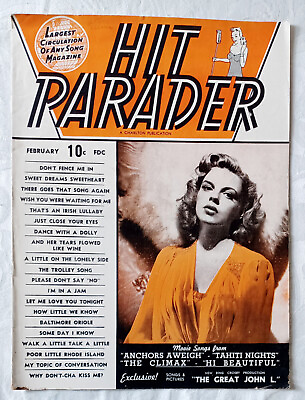 #ad Hit Parader Magazine February 1945 Judy Garland Cover Anchors Aweigh Exc TF 12