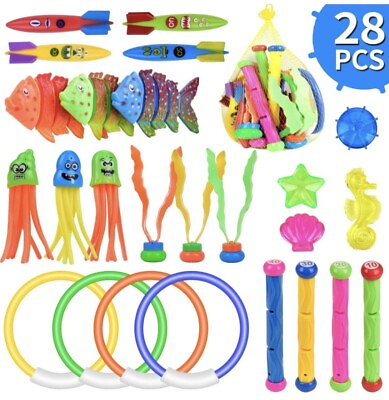 #ad Diving Toys 28 Pcs Underwater Swimming Pool Toys Pool Toys