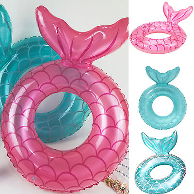 #ad PVC Mermaid Inflatable Swimming Ring Summer Swim Pool Float Safety for 2 9 Kids