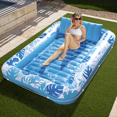 #ad Large Inflatable Tanning Pool Lounger Float Suntan Tub Pool Floats Sun Tan Tub