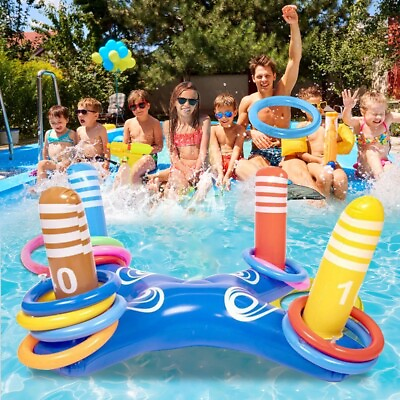 #ad Swimming Inflatable Ring Toss Game Floating Pool Toys Water SportSupplies 4 Ring