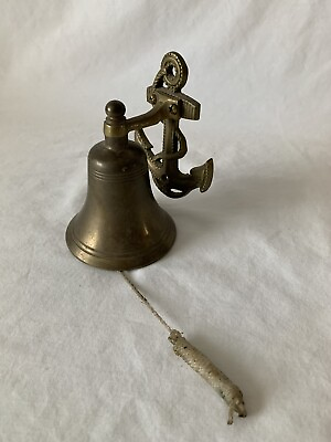 Vintage Brass Nautical Bell with Anchor Wall Mount
