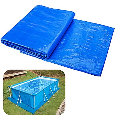 #ad 11 x 7.8 Ft Swimming Pool Ground Cloths Rectangular Waterproof PE Swimming Po...