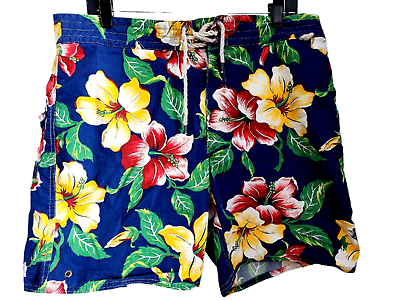 #ad Polo Ralph Lauren Blue Tropical Floral Mesh Lined Summer Swim Shorts Mens sz 34