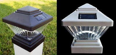 2 4 8 12pc Black White Solar Post Deck Cap Fence LED Light For 4quot;x4quot; PVC Post