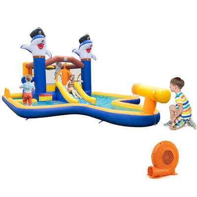 #ad 7 In 1 Inflatable Slide Bouncer And Slide Water Park Playground With 750W Blower