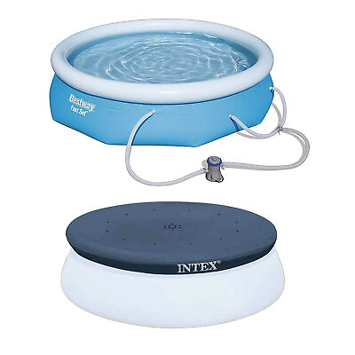 Bestway 10 Foot x 30 Inch Above Ground Pool System and Intex Round Pool Cover
