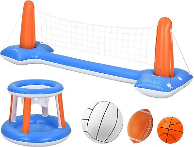 #ad Swimming Pool Basketball Volleyball Set Incl Inflatable Balls Water Floating Toy