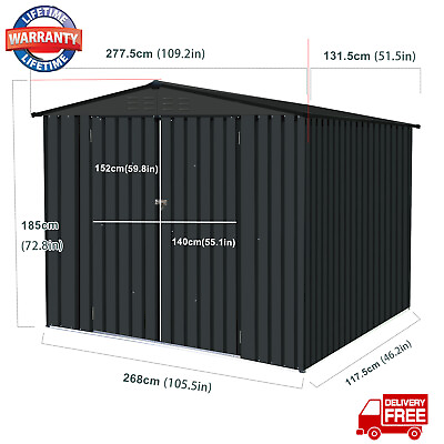 #ad #ad 4.2x9.1ft Outdoor Metal Storage Shed Backyard Utility Room Tool Storage House