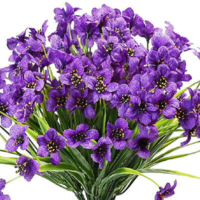 #ad 6 Bundles Artificial Flowers Outdoor UV Resistant Fake Violet Flowers Home Decor