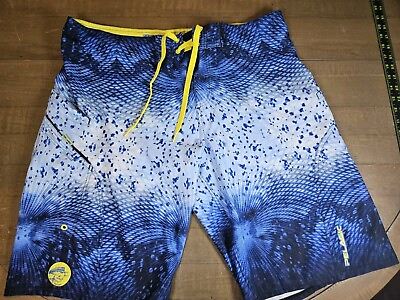 #ad Pelagic Sharkskin Technology Blue Board Shorts Trunks Surf Swim Fishing Mens 36