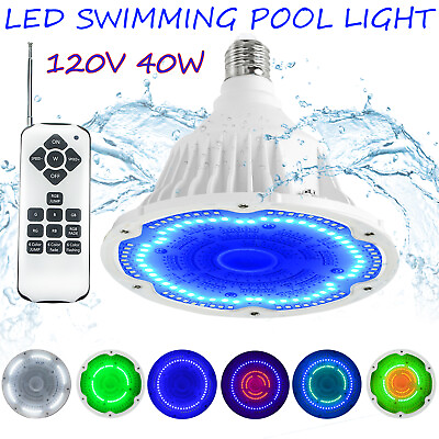 #ad 120V 40W LED Color Changing Wall Mount Pool Light with Remote ControllerUS Ship