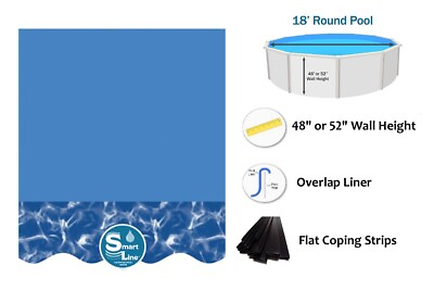 SmartLine 18#x27; Round Overlap Swirl Bottom 25 Gauge Swimming Pool Liner w Coping