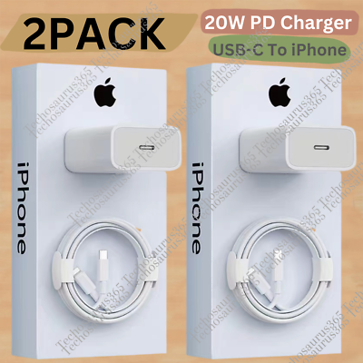 For iPhone 14 13 12 11 Pro XR PD Fast Charger Cord 20W USB C Power Adapter Block