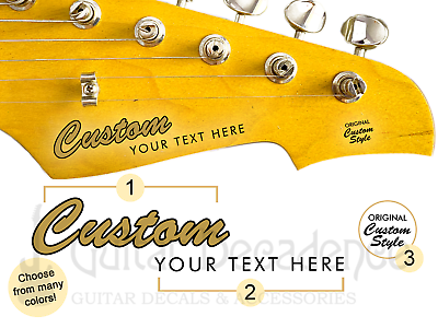 #ad Custom Classic Two Line Guitar Headstock Waterslide Decals