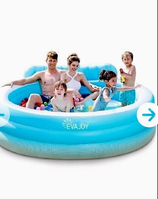 #ad Evajoy Inflatable Swimming Pool 491 Gallons 88quot;x 85quot;x30quot; Family Size With Seats