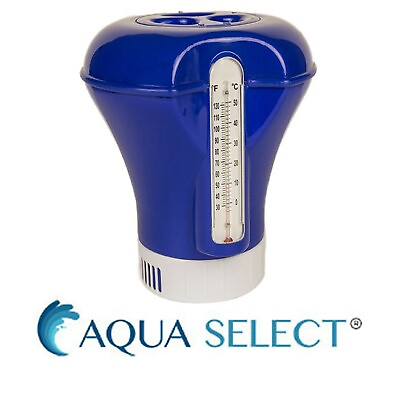 Aqua Select Swimming Pool Floating Chlorine Chlorinator w Built in Thermometer