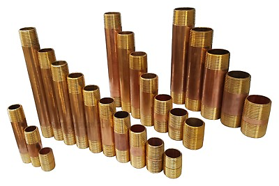 1 TO 25 RED BRASS NIPPLE MNPT THREADED PIPE CLOSE LEAD FREE 3 8quot; 1 2quot; 3 4quot; 1quot;