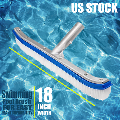 #ad Swimming Pool Curved Pool Brush Plastic Nylon Cleaning Brush Aluminium Handle