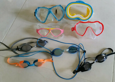 Lot of 8 Used Swimming Goggles MENS WOMENS KIDS