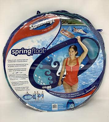 #ad Swimways Adults 13906 Blue Wave Graphic Spring Float Swimming Pool Lounger